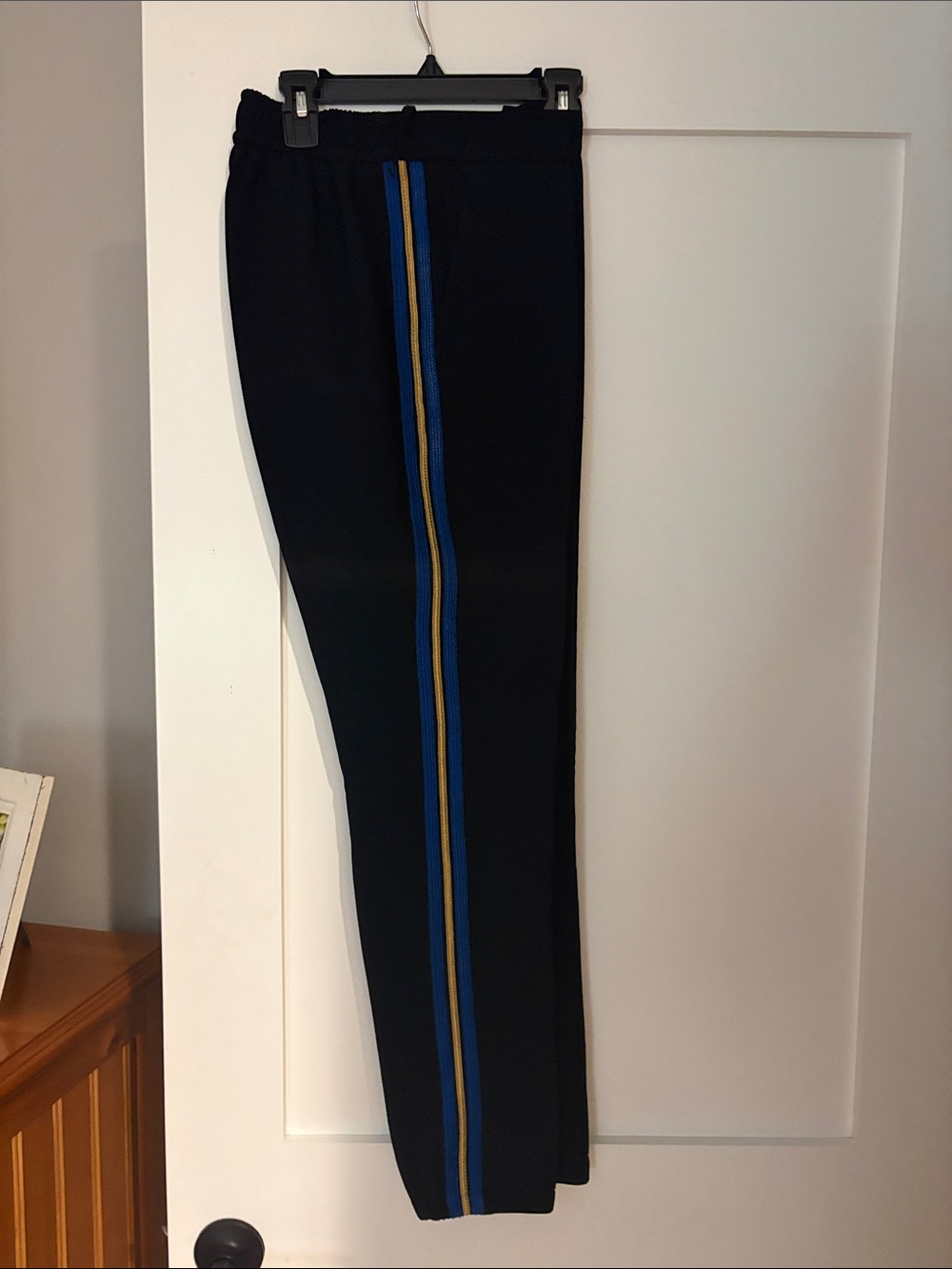 Zadig & Voltaire Black Sweatpants with Blue and Yellow Side Stripes
